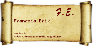 Franczia Erik névjegykártya